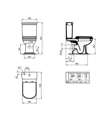 Calla E2227 Vase dos au mur pour cassette Ideal Standard