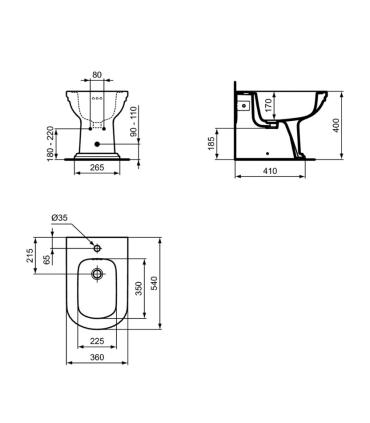 Bidet a pavimento Back to Wall Monoforo Ideal Standard Calla E2226
