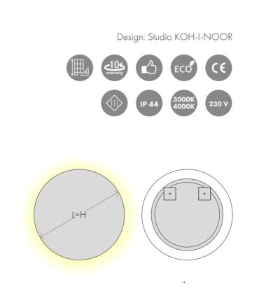 Koh-i-Noor mirror, Tondo Ambiente with back lighting
