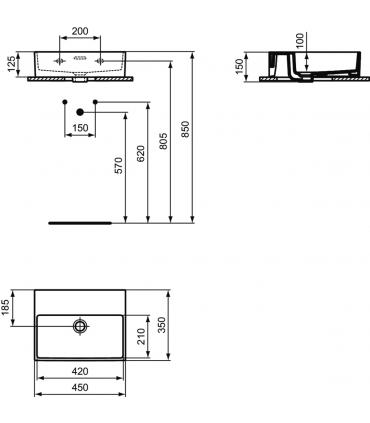Lavamani da appoggio o sospesa Ideal Standard Extra T3916 senza foro