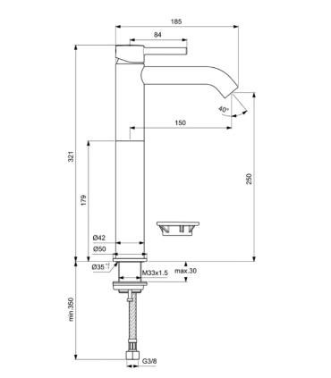 IDEAL STANDARD high mixer for washbasin without drain collection Ceraline