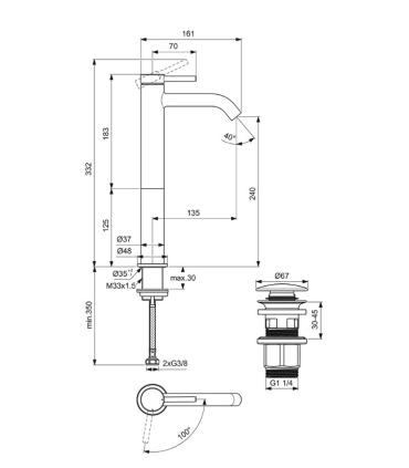 Ideal Standard Ceraline Bd960 miscelatore Lavabo H.308