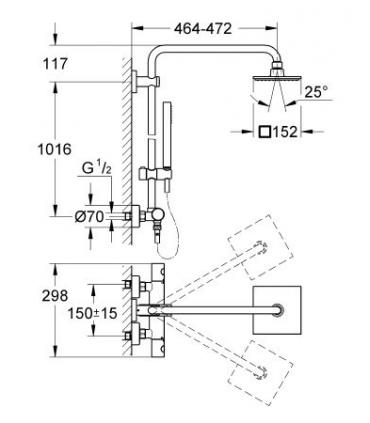 Colonna doccia termostatica esterna Grohe serie euphoria System art.27