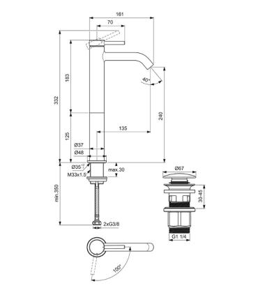 Ideal Standard Ceraline Bd960 miscelatore Lavabo H.308