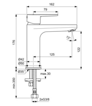 Ideal Standard Cerafine O Bc554 miscelatore Lavabo senza scarico