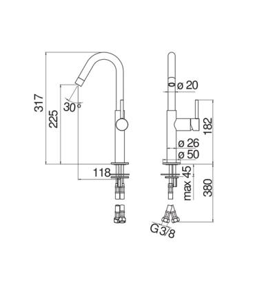 Miscelatore per lavabo a canna alta Nobili Acquerelli art.AQ93118/30