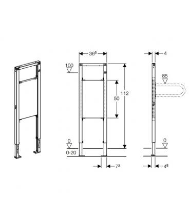 Modèle installation  accessoires, hauteur 112cm, Geberit delofix, placoplatre