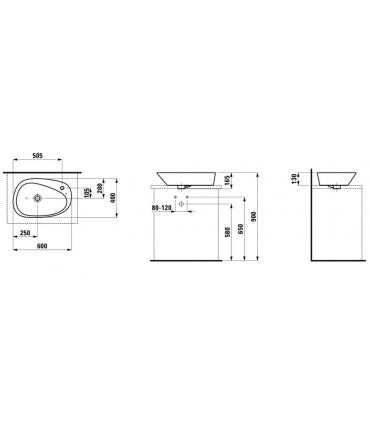 Laufen countertop washbasin Palomba 816803 overflow