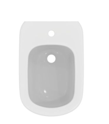 Ideal Standard single hole wall hung bidet Tesi series New art T3552, in matt white ceramic. Dimensions 36x53cm. To be completed