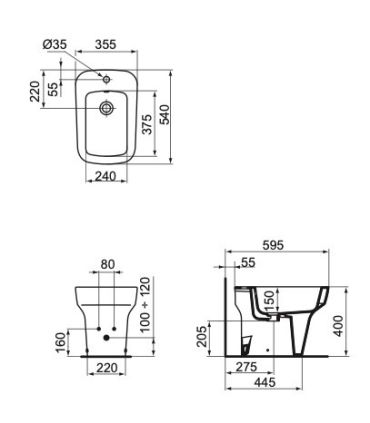 Bidet floor standing single hole Ideal standard tesi design t508401