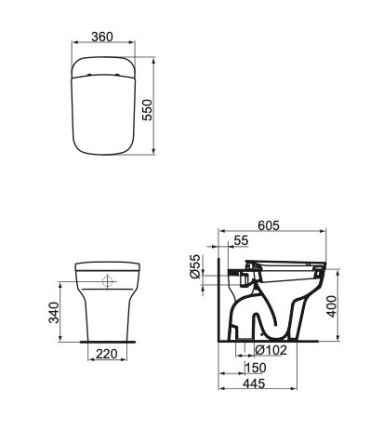 Wc a pavimento Ideal standard tesi design bianco art. T3267 con sedile normale