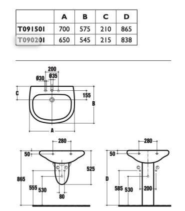 Lavabo sospeso Ideal Standard Tesi Classic