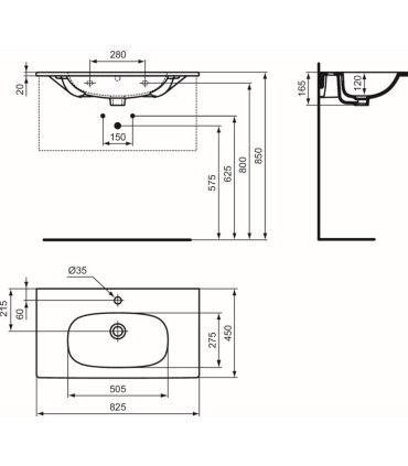Lavabo sospeso o consolle monoforo Ideal Standard Tesi bianco