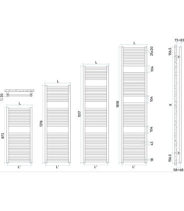 Towel warmer  bathroom  Irsap Quadre' , standard attacks , white