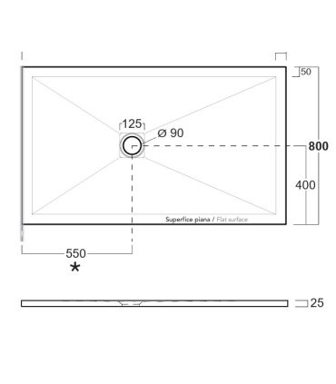 Simas Pt814 piatto doccia 80X140 H.2,5
