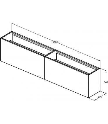 Mobile slim impiallacciato 2 cassetti Ideal Standard Conca senza piano