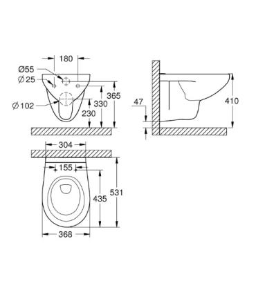 Toilettes suspendues sans bride Grohe Bau Ceramic 39427000 blanches