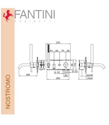 Partie externe mitigeur baignoire/douche encaster, Fantini Nostromo