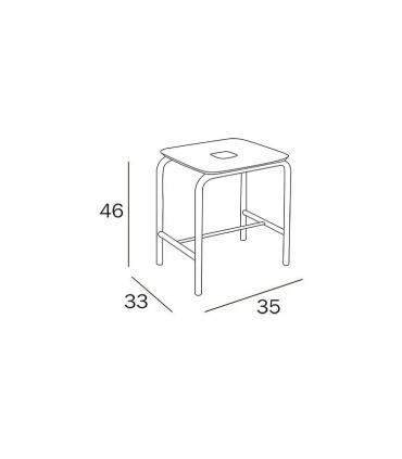 Tabouret avec assise 35x33x46 cm collection Hotellerie Inda