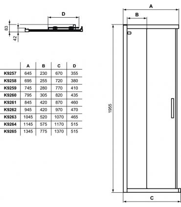 Cabine de douche d'angle (1 seul côté) Ideal Standard Connect 2