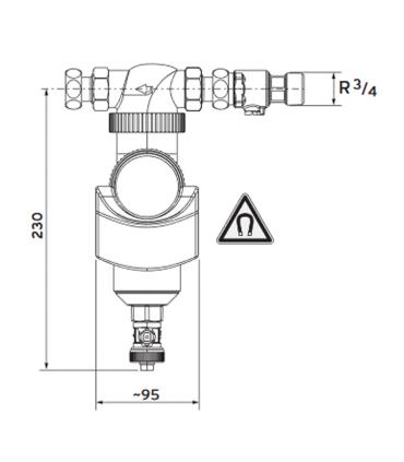 Dirt separator with magnet for Vaillant condensing boilers