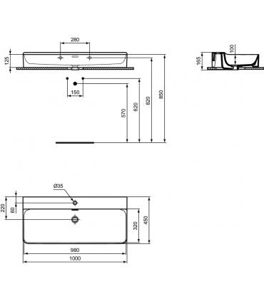 Lavabo da appoggio monoforo con troppopieno Ideal Standard Conca