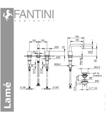Group lavabo 3 trous, Fantini collection Lame'
