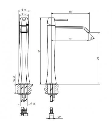 Miscelatore alto per lavabo, Bellosta Stresa cromo art.1405 1