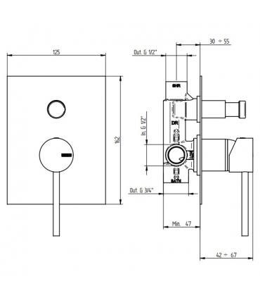 External part Shower mixer Bellosta Mini-B square