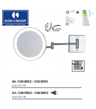 Specchio ingranditore braccio doppio, Koh-i-noor serie Discolo Led