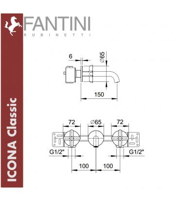 Washbasin mixer wall hung, Fantini Icona Classic