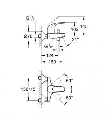 Melangeur externe pour baignoire Grohe collection euroeco