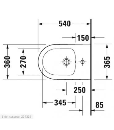 Bidet suspendu Duravit, série White Tulip, 229315