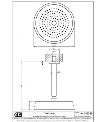 Soffione doccia da soffitto Gessi collezione Cono, art. 45152