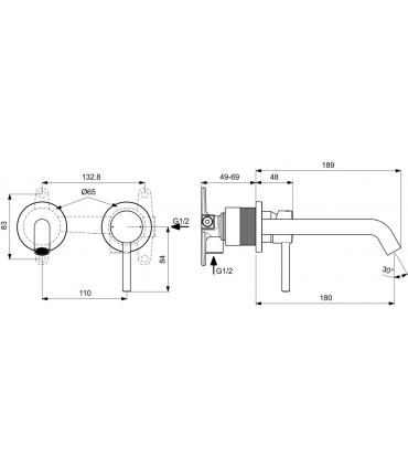 Miscelatore lavabo a parete Ideal Standard Ceraline solo parte esterna