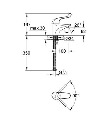 Grohe miscelatore monoforo per lavabo serie euroeco 32789 cromo.