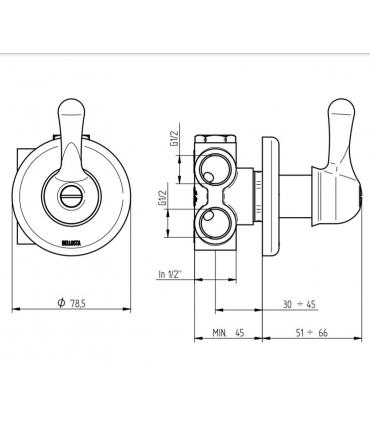 Deviatore da incasso Bellosta Romina a 3 uscite 0303/3/1/E