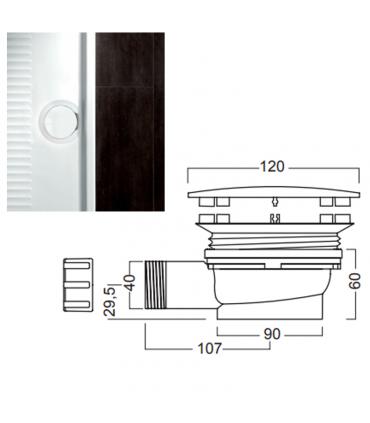 Piletta per piatto doccia Hatria Lif Y1HV diametro 90 , altezza 60 mm con coperchio rotondo bianco