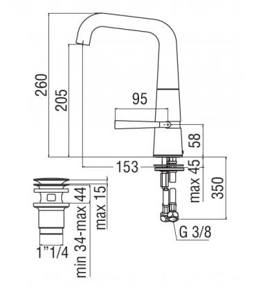 Miscelatore per lavabo Nobili serie LIKID con scarico PUSH