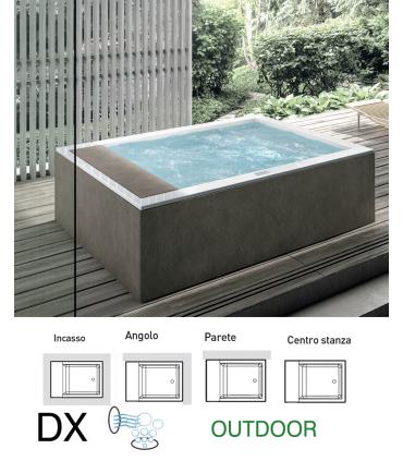 Baignoire droite Minerva Outdoor blanc avec cadre et recirculation  automatique ico