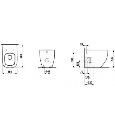 Laufen Palomba back to wall toilet with universal drain