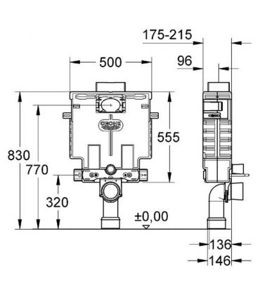 Cassetta incasso Grohe serie Uniset per wc sospeso. art.38415001