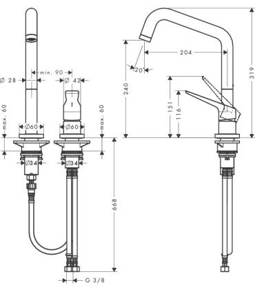 Miscelatore due fori lavello Hansgrohe Axor Citterio M art.34820000