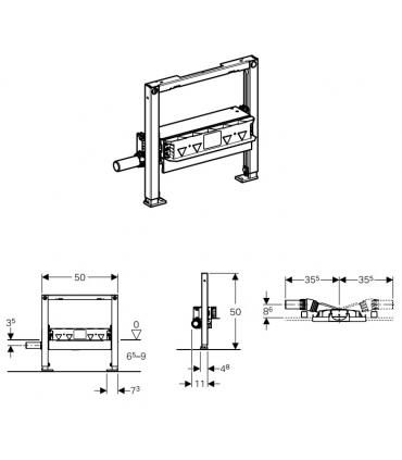 Siphon douche mural pour renovation, 50cm, Geberit delofix, car