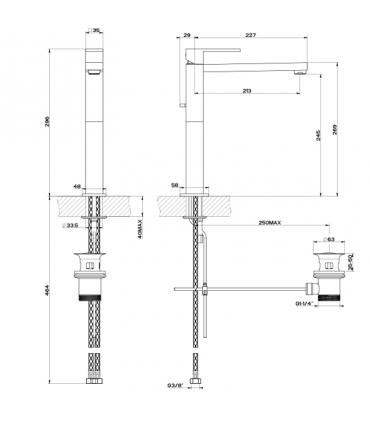 Miscelatore alto per lavabo Gessi Rettangolo 11923