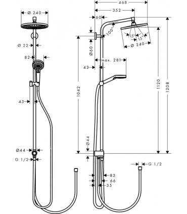 Reno douche colonne 1 jet collection Crometta Ecosmart Hansgrohe art