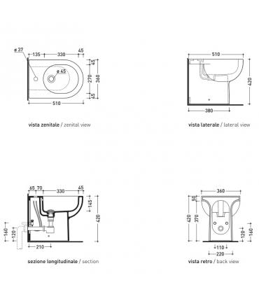 Bidet back to wall single hole Flaminia Quick