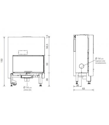 Left hand Edilkamin Windo2 wood burning fireplace