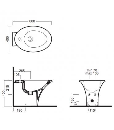 Bidet back to wall single hole HATRIA collection Sculture