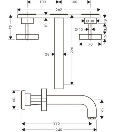 Rubinetto a parete piastra unica per lavabo Axor Citterio